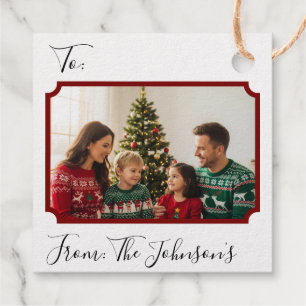 Peace on Earth, Photo, Red,Gold Favour Tags