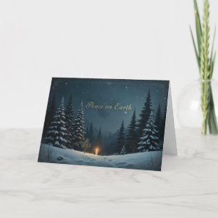Peace on Earth Pine Forest Tranquil Winter Night Card