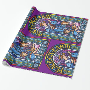 Peace on Earth Pre-Raphaelite stained glass Wrapping Paper
