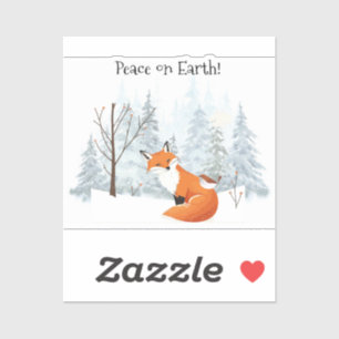 Peace on Earth Red Fox Bird Winter Forest Trees