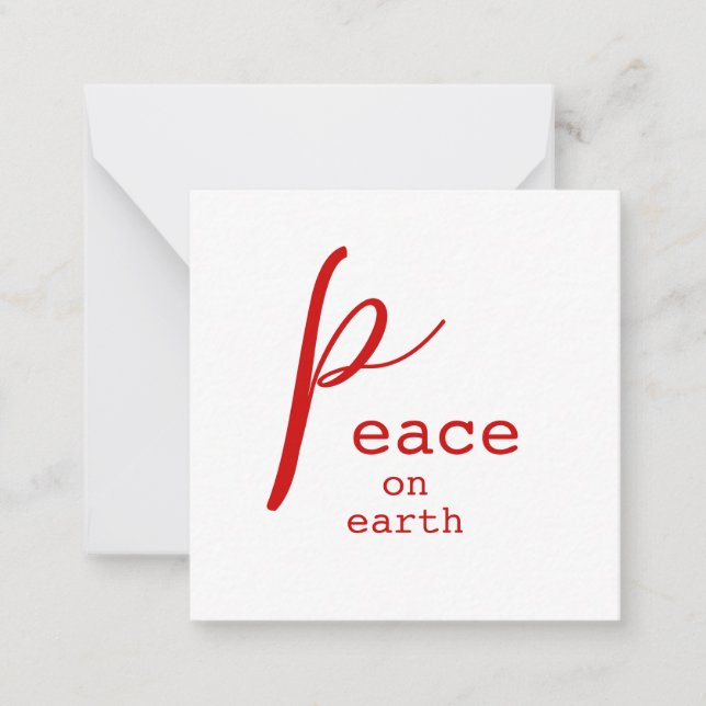 Peace on Earth Red White Personalised Note Card (Front)