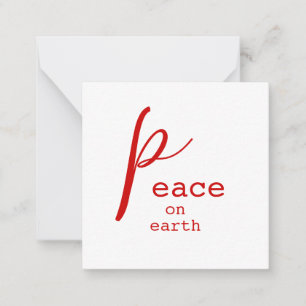 Peace on Earth Red White Personalized Note Card