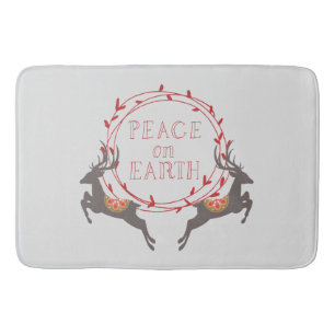 Peace on Earth Reindeer Holiday Bath Mat