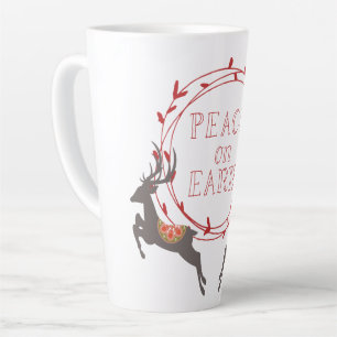 Peace on Earth Reindeer Holiday Latte Mug
