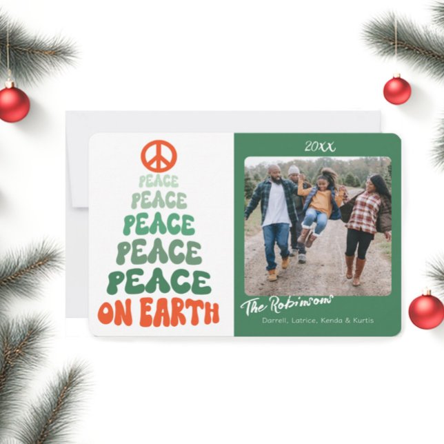 Peace on Earth Retro Font Custom Photo Holiday (Creator Uploaded)