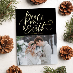 Peace On Earth Script Black and Gold