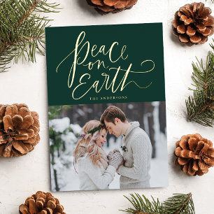 Peace On Earth Script Green and Gold