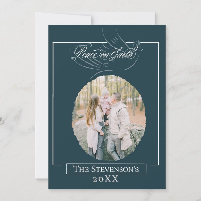 Peace On Earth Script Holiday Card (Front)