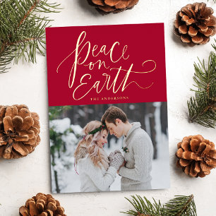 Peace On Earth Script Red and Gold