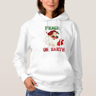 Peace On Earth Sign Merry Christmas Santa Hat hipp Hoodie