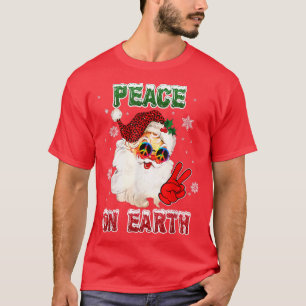 Peace On Earth Sign Merry Christmas Santa Hat hipp T-Shirt