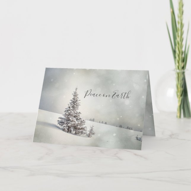 Peace On Earth | Snowy Landscape Christmas Thank You Card (Front)