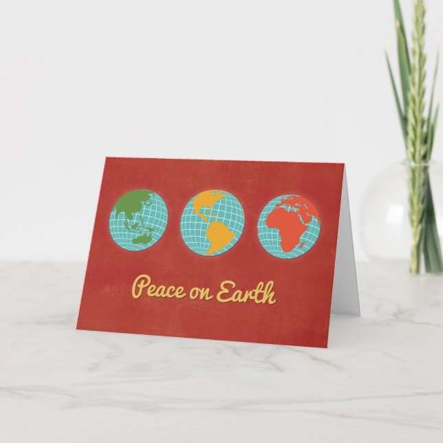 Peace on Earth, Three World Views, Customisable Holiday Card (Front)
