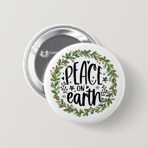Peace on Earth Watercolor Wreath 6 Cm Round Badge