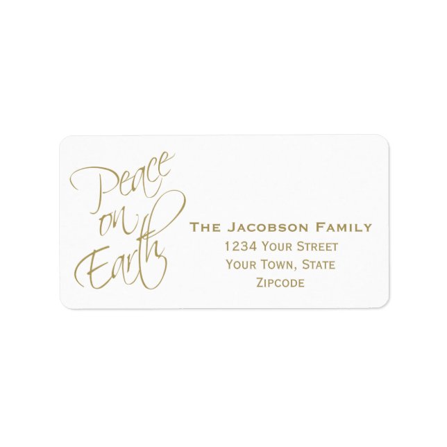 Peace on Earth White Christmas Return Address Label (Front)
