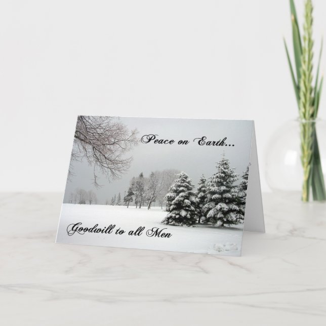 Peace on Earth/Winter Scene/Scripture Holiday Card (Front)