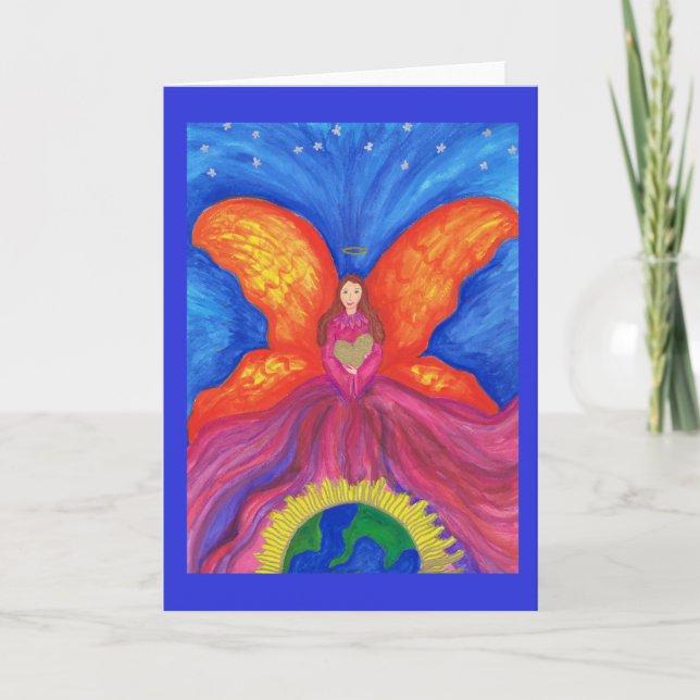 Peace on Earth with Angel Greeting Card (Front)