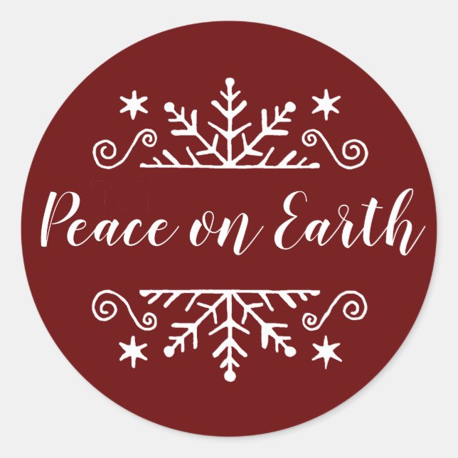 Peace on earth with snowflake classic round sticker (Front)