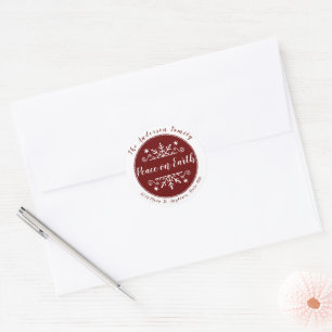 Peace on earth with snowflake personalised address classic round sticker