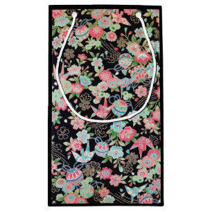 Peace Orizuru and Flower, Japanese Design Small Gift Bag
