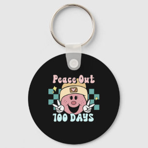 Peace Out 100 Days Of School Smile Face Retro Groo Key Ring