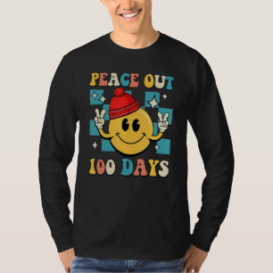 Peace Out 100 Days Of School Smile Face Retro Groo T-Shirt