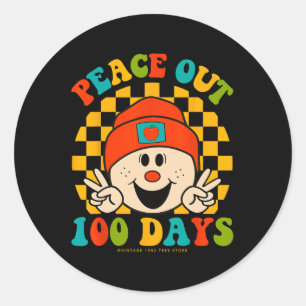 Peace Out 100 Days Of School Teacher Student Eyes Classic Round Sticker