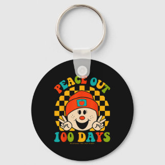 Peace Out 100 Days Of School Teacher Student Eyes  Key Ring