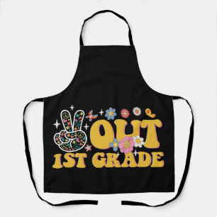 Peace Out 1st Grade Groovy Last Day Of School Apron