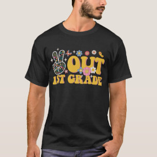 Peace Out 1st Grade Groovy Last Day Of School T-Shirt