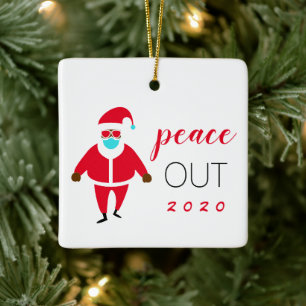 Peace Out 2020 Black Santa Funny Personalised Ceramic Ornament