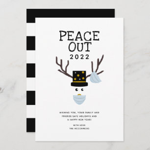 Peace Out 2022 Funny New Years Face Mask Reindeer Holiday Card