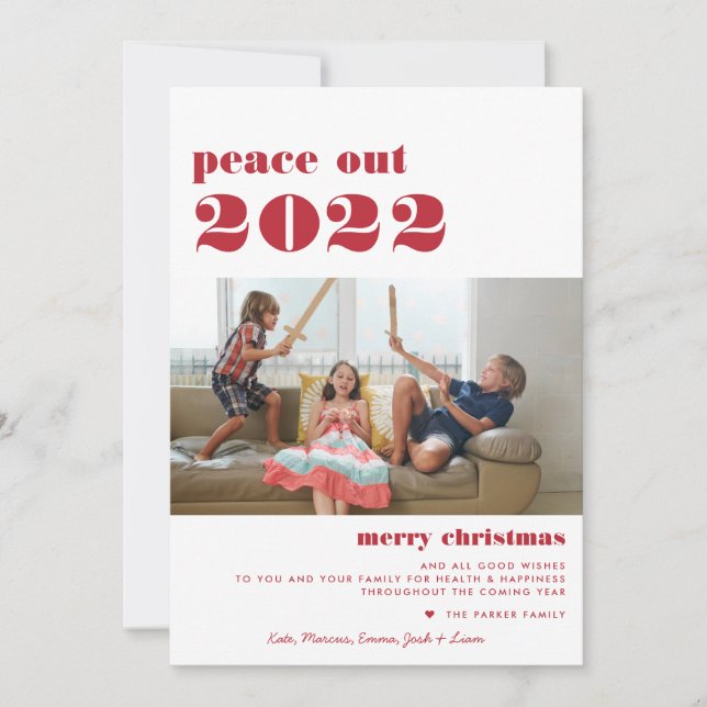 Peace Out 2022 | Merry Christmas Holiday Photo Card (Front)