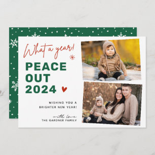 Peace Out 2024 Merry Christmas 2 Photo Holiday Card