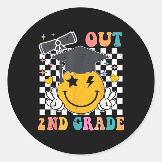 Peace Out 2nd Grade Graduation Last Day School Sec Classic Round Sticker (Front)