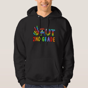 Peace Out 2nd Grade Peace Hand & Dabbing Pop It Fi Hoodie