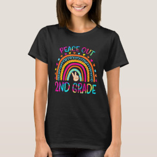 Peace Out 2nd Grade Rainbow Last Day Of School Tie T-Shirt