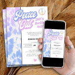 Peace Out 30s Hello 40 Tie Dye 40th Birthday Invitation<br><div class="desc">Peace Out 30's hello 40 .. 40th Birthday Invitation (or feel free to edit the years to suit). Pastel watercolor tie dye pattern in shades of lilac and blue with groovy typography and retro peace sign. Easy to customise for any age.</div>