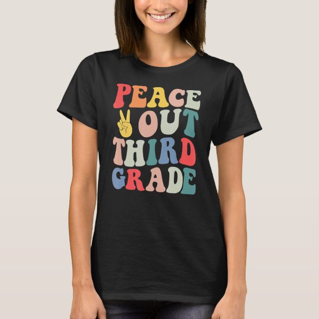 Peace Out 3rd Grade Kids T-Shirt (Front)