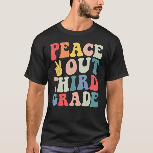 Peace Out 3rd Grade Retro Pastel Happy Last Day Ou T-Shirt (Front)