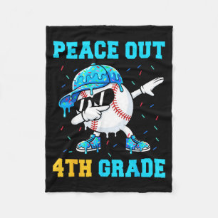 Peace Out 4th Grade Fourth Baseball Graduation Fleece Blanket