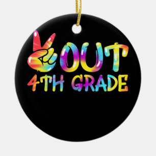 Peace Out 4th Grade Tie Dye Graduation Last Day Ceramic Tree Decoration