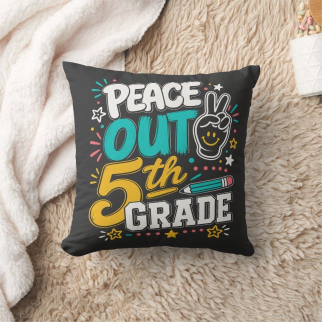 Peace Out 5th Grade Retro Groovy | Class of 2026 Cushion (Blanket)