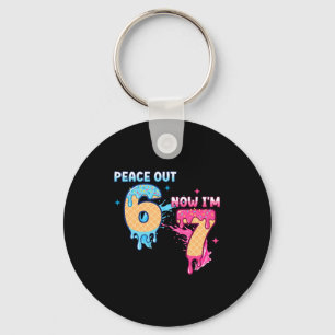 Peace Out 6 Now I'm 7 Ice Cream Drip 7th Birthday  Key Ring