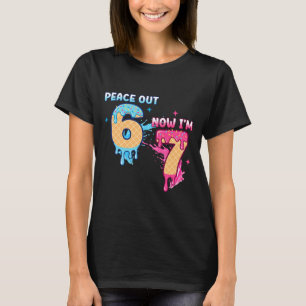 Peace Out 6 Now I'm 7 Ice Cream Drip 7th Birthday  T-Shirt