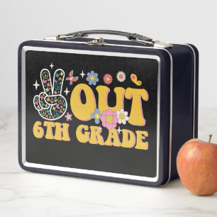 Peace Out 6th Grade Groovy Last Day Of School Metal Lunch Box