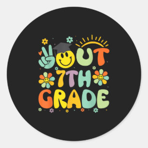 Peace Out 7th Grade Cl Of 2025 Goodbye Graduation Classic Round Sticker
