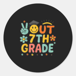 Peace Out 7th Grade Cl Of 2025 Goodbye Graduation Classic Round Sticker