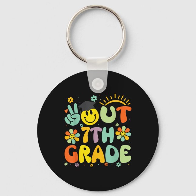 Peace Out 7th Grade Cl Of 2025 Goodbye Graduation  Key Ring (Front)
