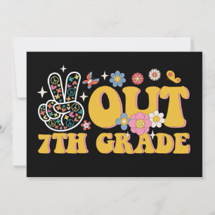 Peace Out 7th Grade Groovy Last Day Of School Invitation